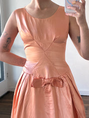 60s Coral Peach Drop Waist Dress