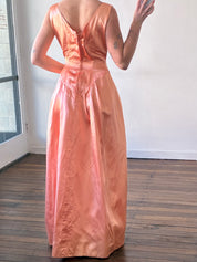 60s Coral Peach Drop Waist Dress