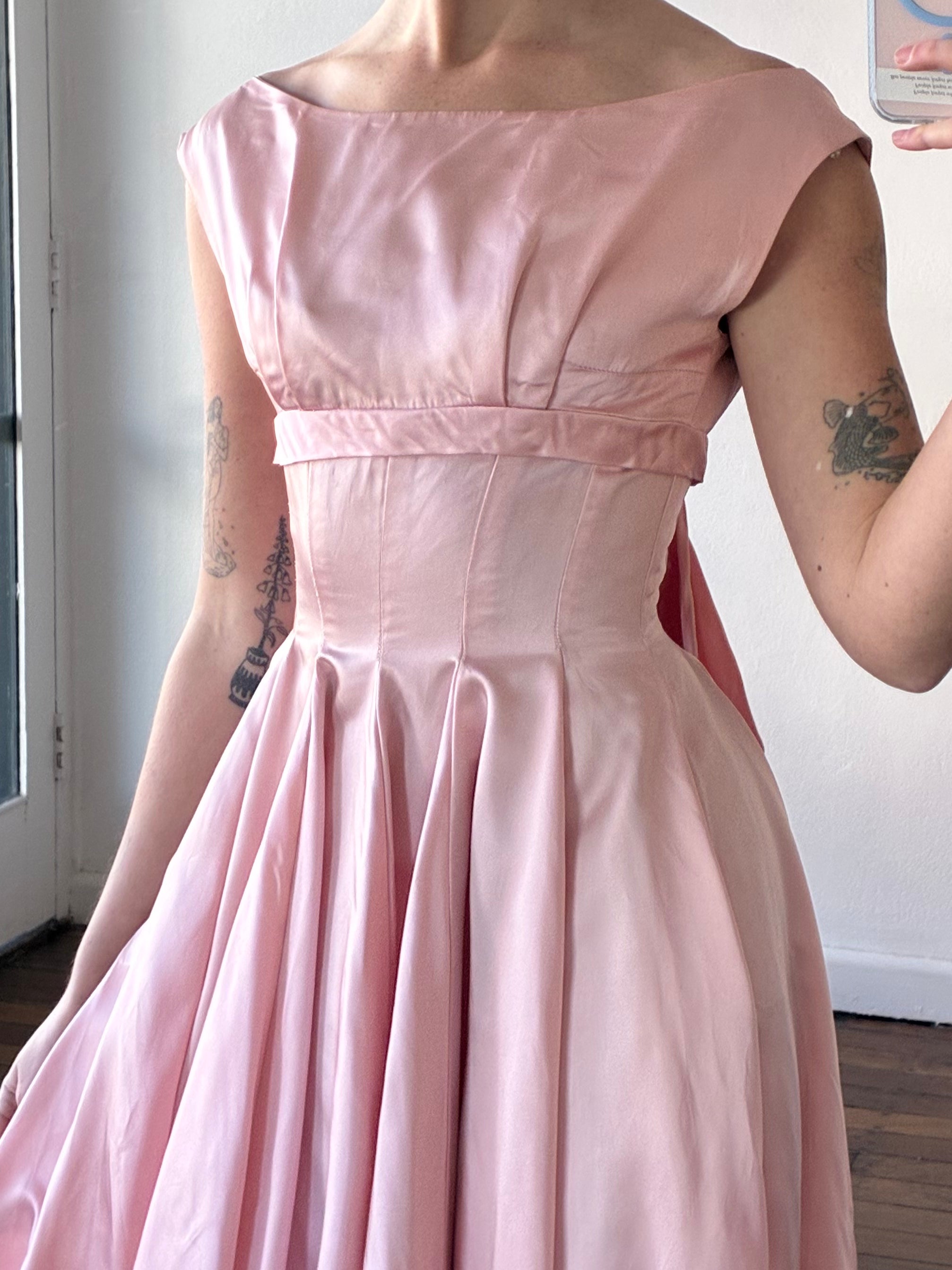 50s Bubblegum Pink Boat Neck Dress