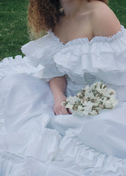 80s Lace and Ruffle Detail Ballgown