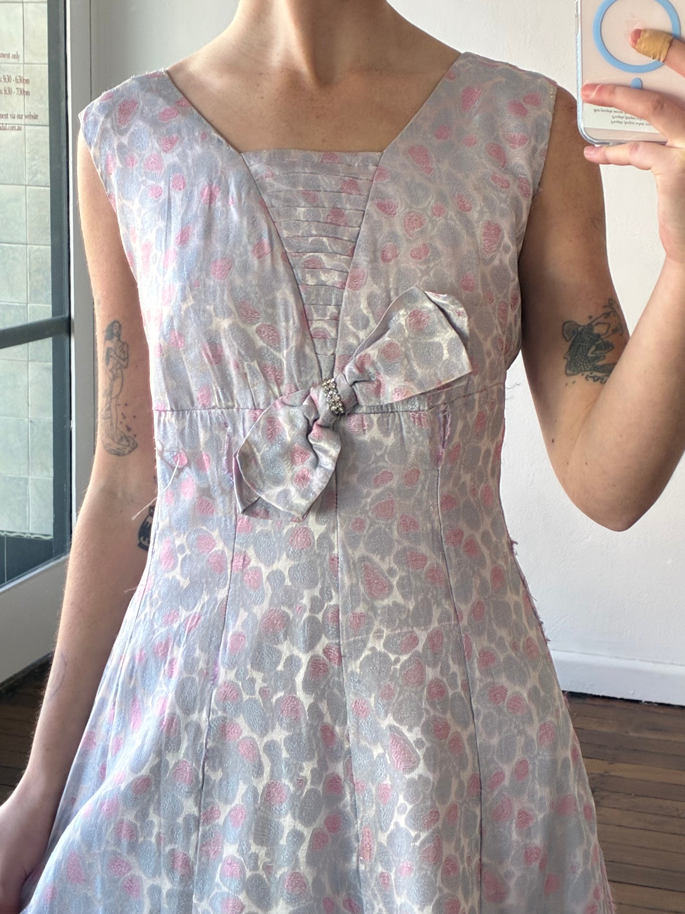 60s Lilac Bow Detail A-line Mini