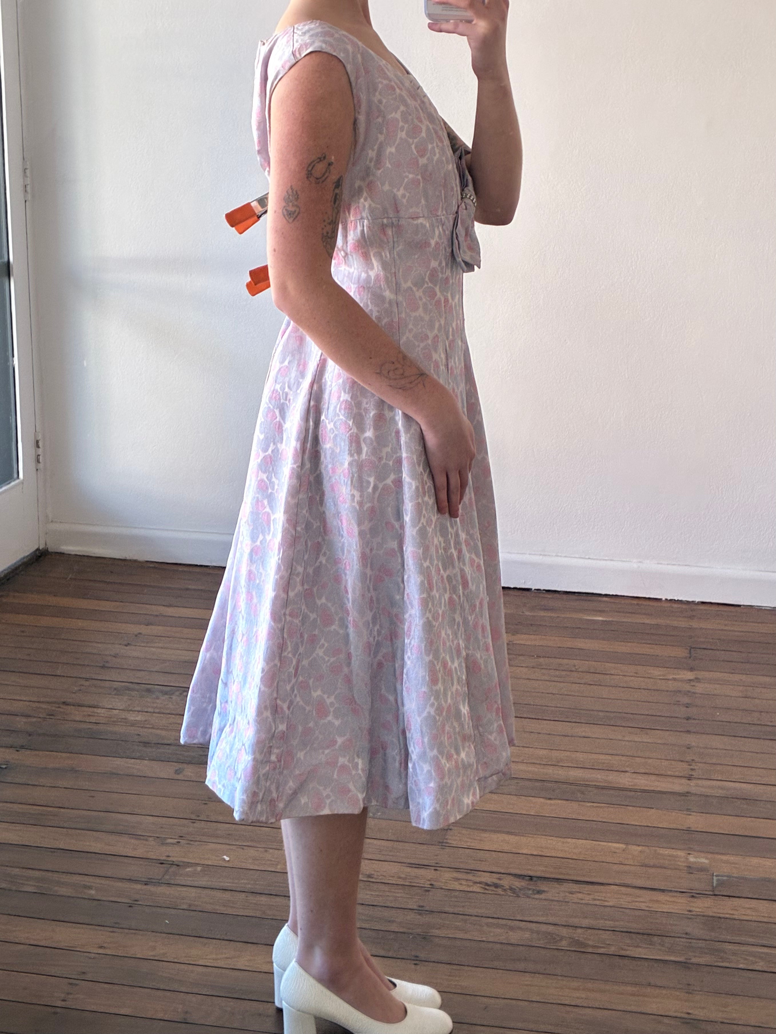 60s Lilac Bow Detail A-line Mini