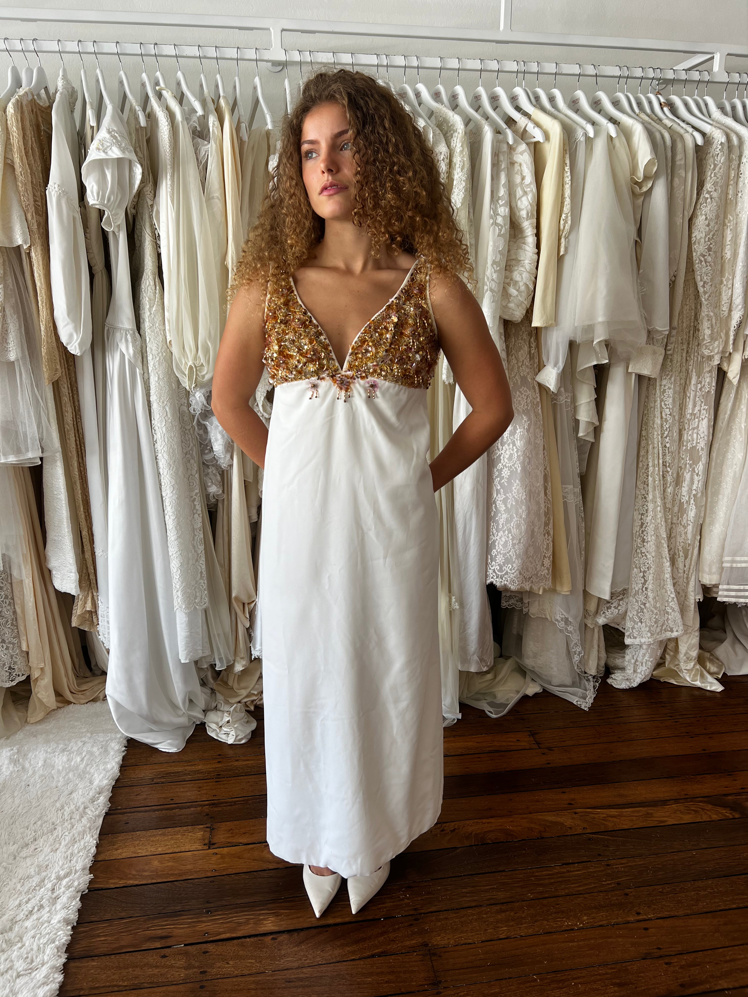 60s Beaded Bust Bodycon Dress