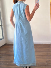 60s Sky Blue Key Hole Shift Dress