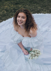 80s Lace and Ruffle Detail Ballgown