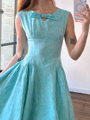 90s Turquoise Jacquard Bow Detail Mini