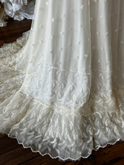 70s Cream Embroidered Prairie Dress