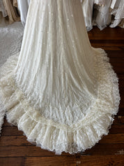 70s Cream Embroidered Prairie Dress