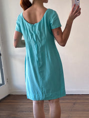 60s Capri Blue Guipure Lace Mini