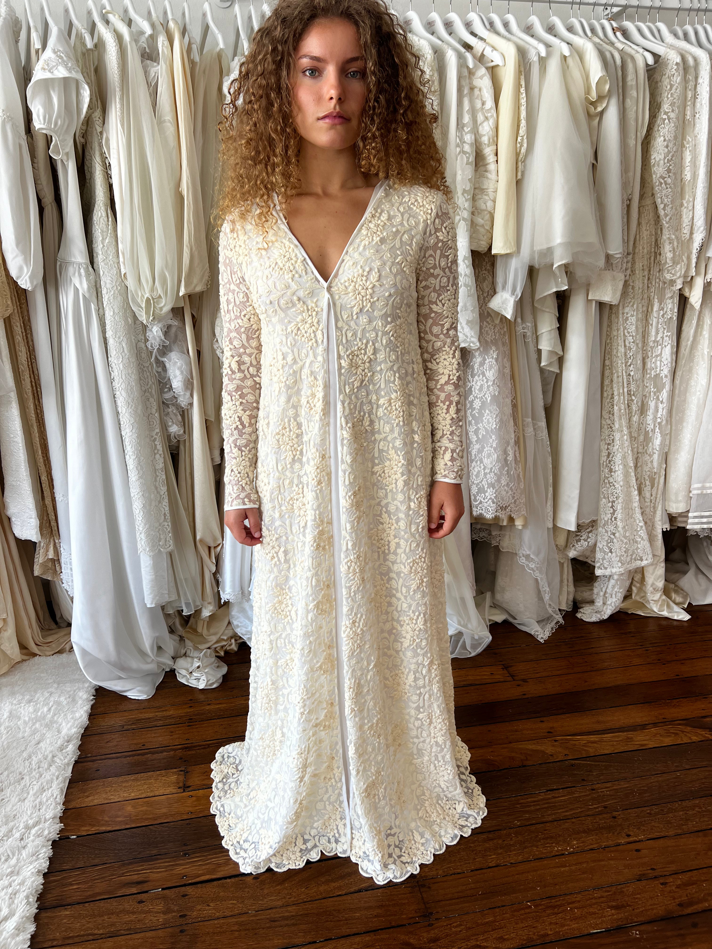 40s Embroidered Silk Net Long Sleeve Jacket