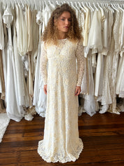 40s Embroidered Silk Net Long Sleeve Jacket