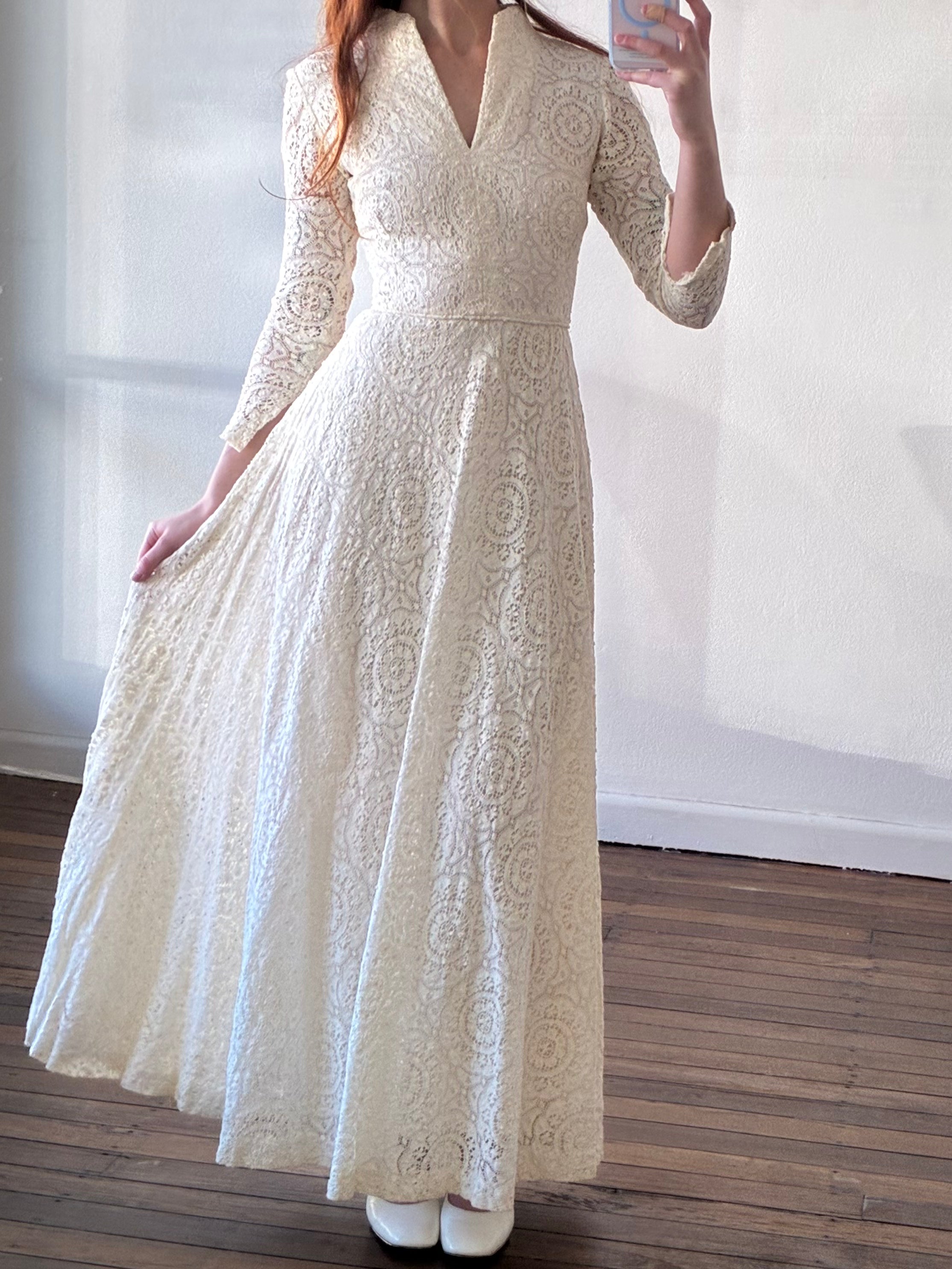 70s Crochet A-line Dress