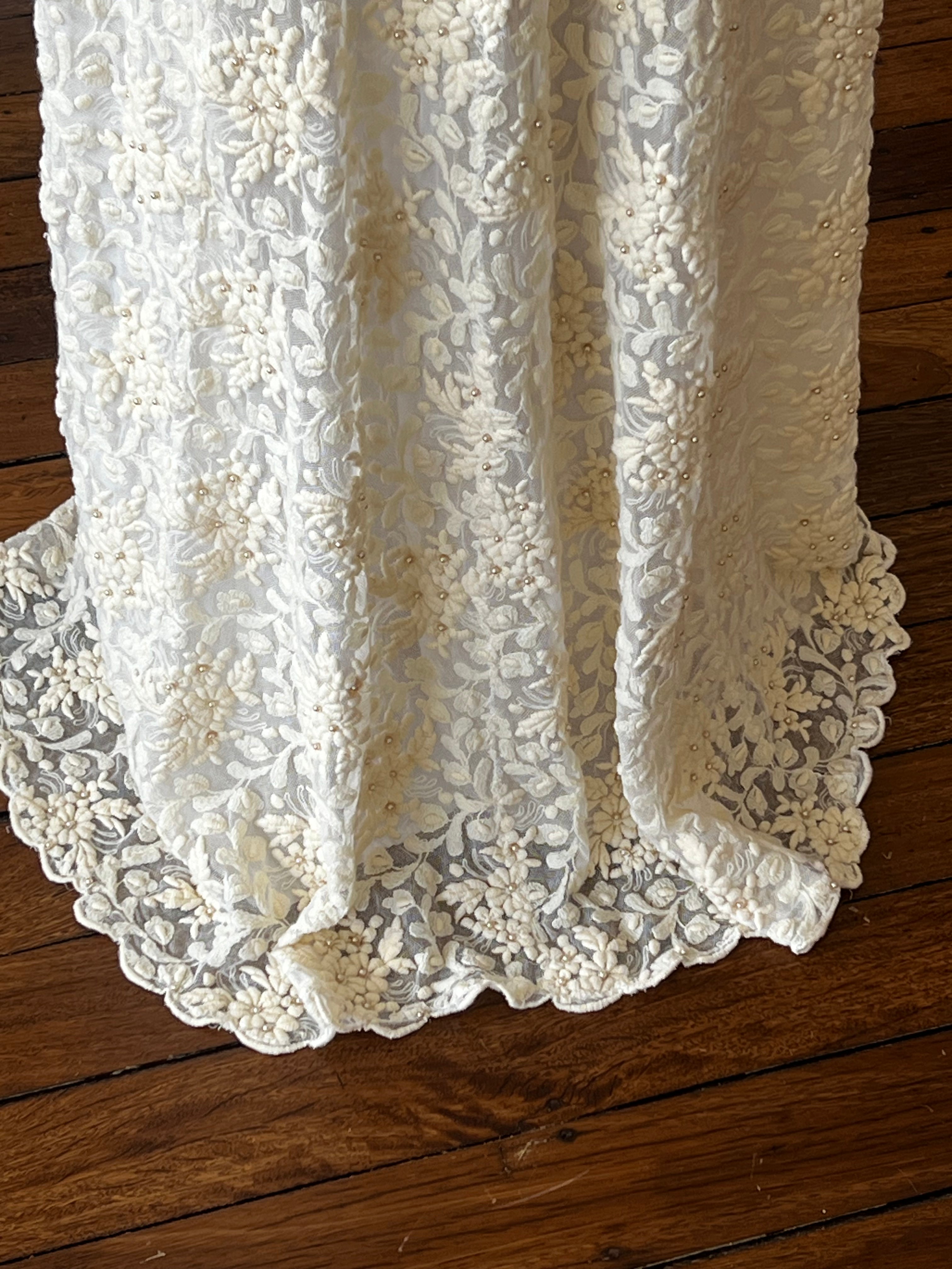 40s Embroidered Silk Net Long Sleeve Jacket