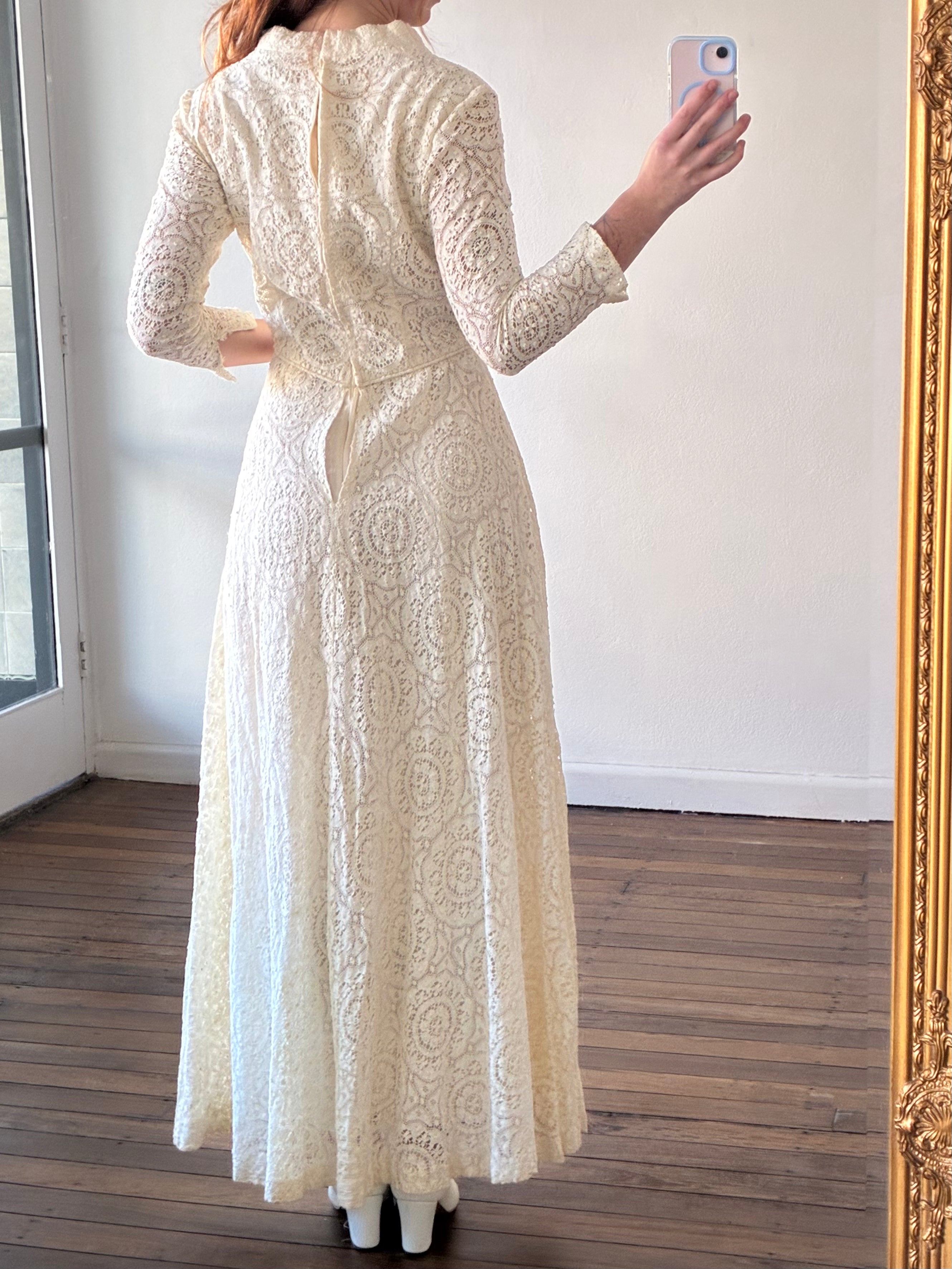 70s Crochet A-line Dress