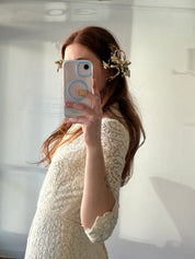 30s Orange Blossom Wax Flower Juliet Asymmetrical Crown