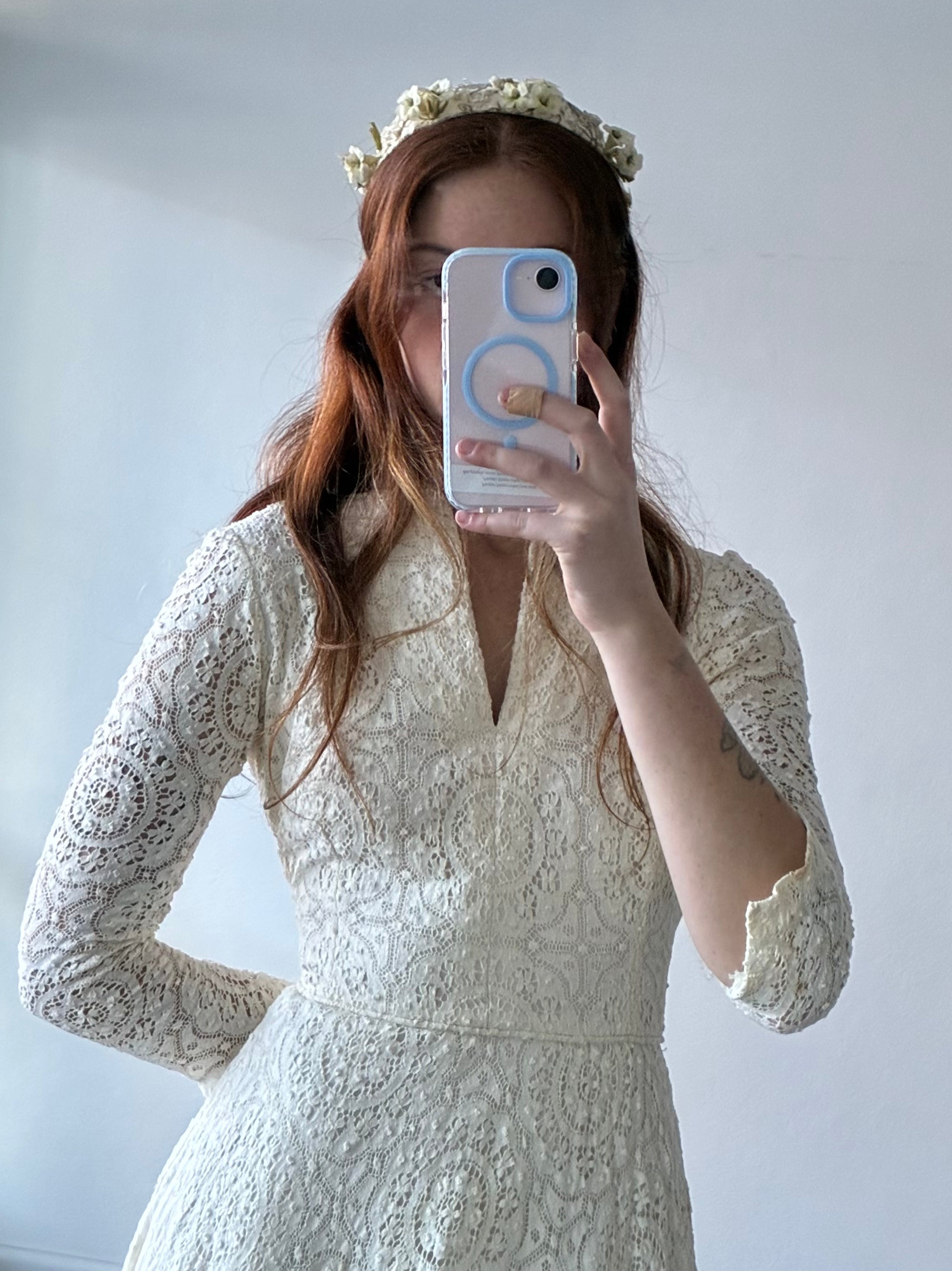 40s Chantilly Lace Flower Detail Juliet Cap