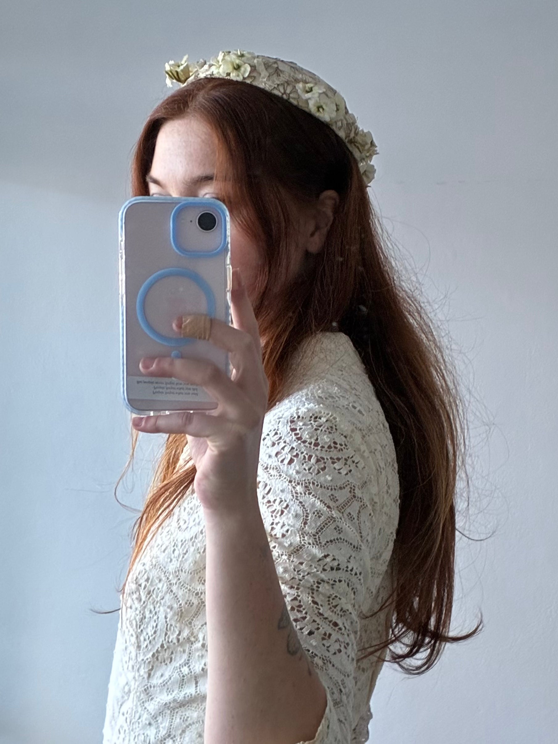 40s Chantilly Lace Flower Detail Juliet Cap