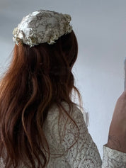 40s Chantilly Lace Flower Detail Juliet Cap