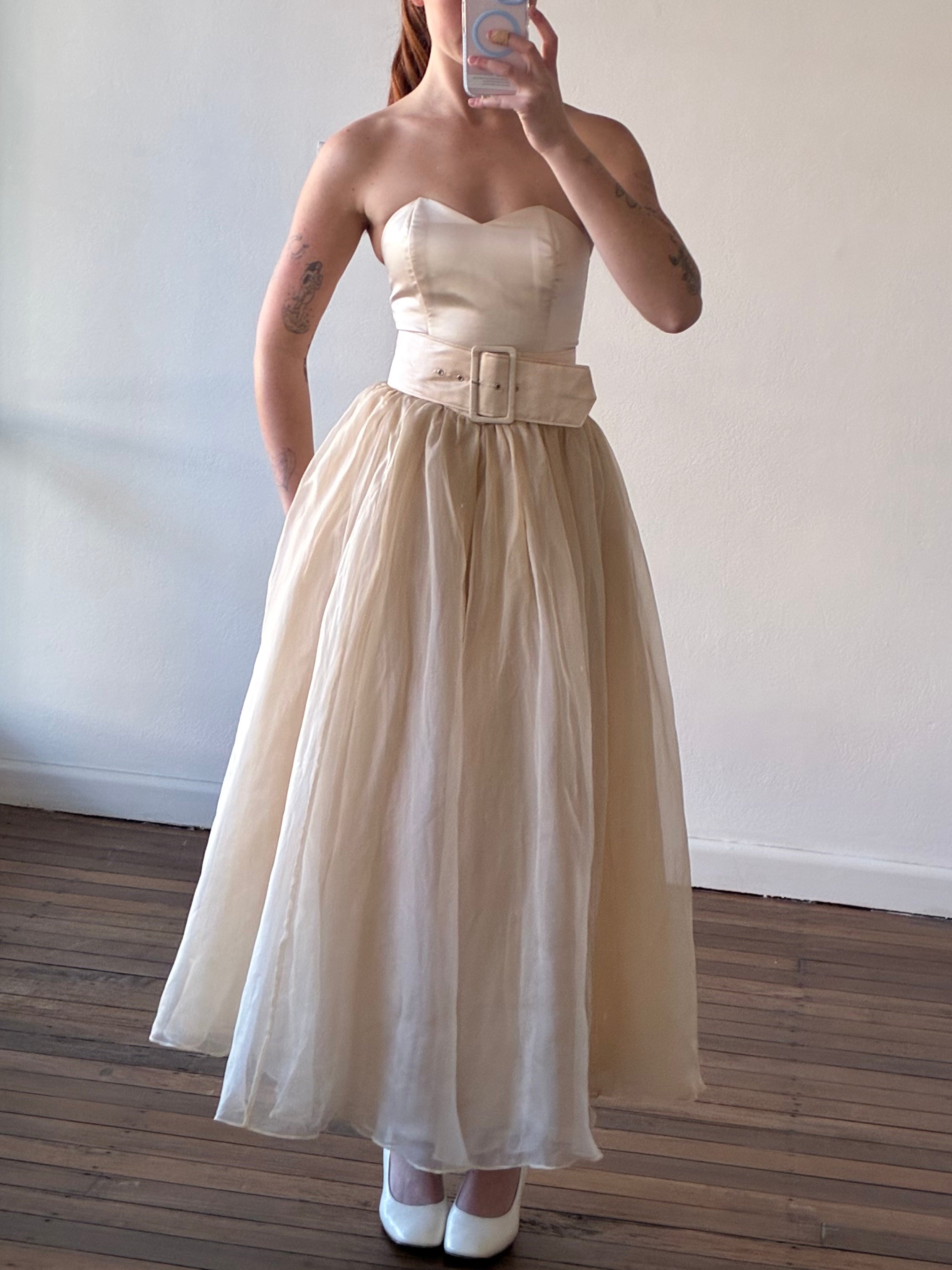 90s Silk Corset, Skirt and Belt Set