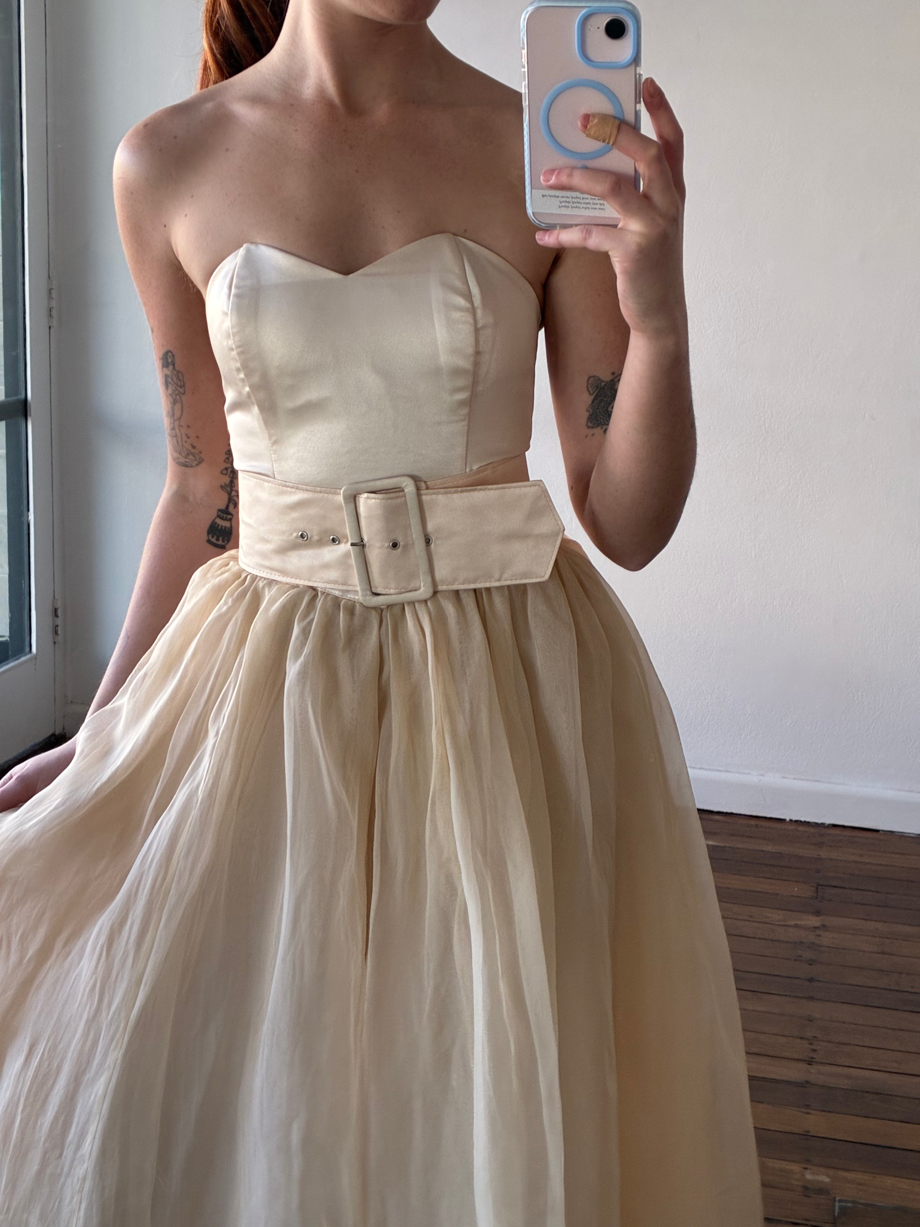 90s Silk Corset, Skirt and Belt Set