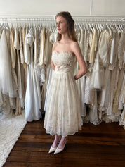 40s Strapless Tea Length Dress