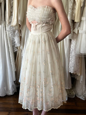 40s Strapless Tea Length Dress