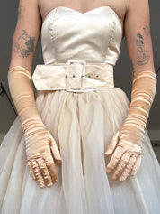 50s Burnt Orange Satin Finish Elbow Gloves