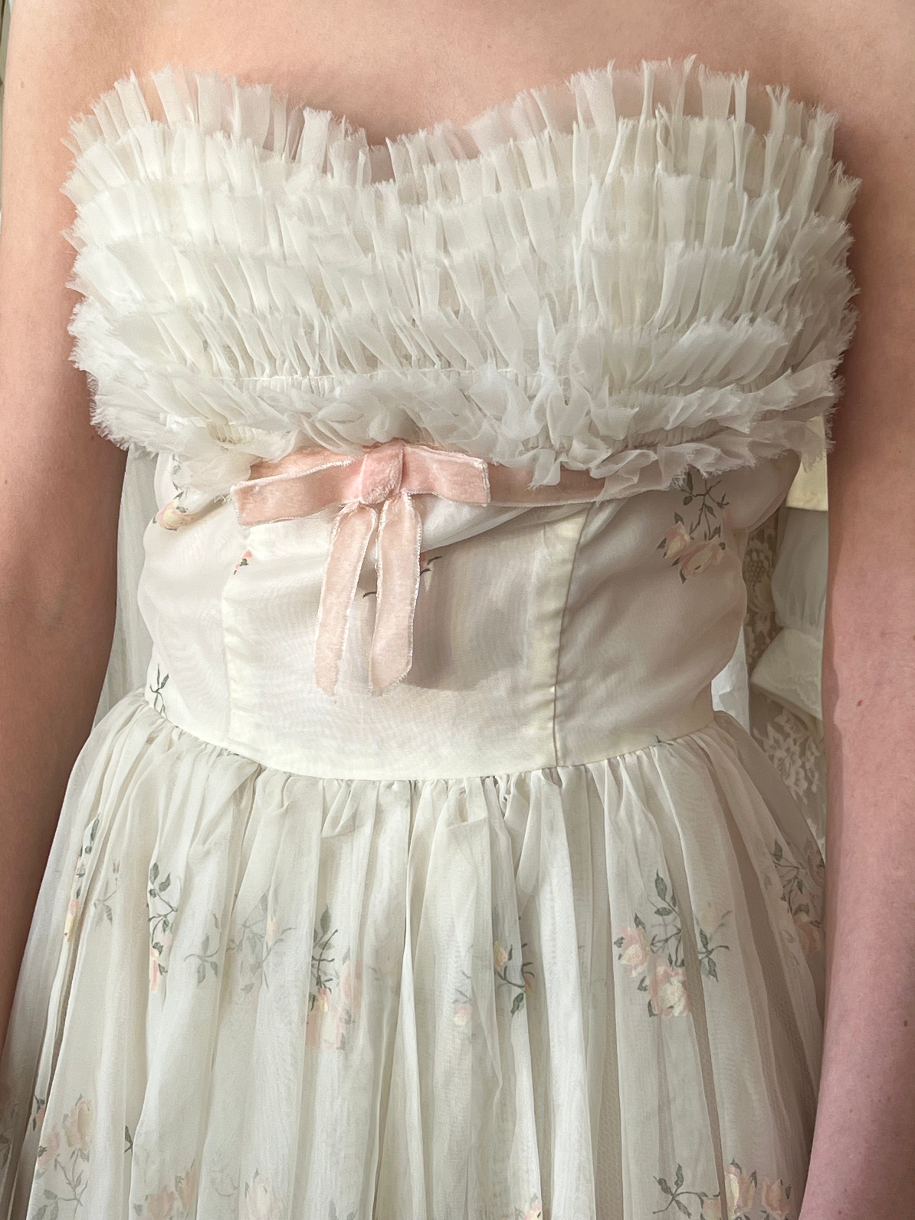 40s Strapless Tea Length Dress