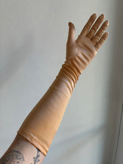 50s Burnt Orange Satin Finish Elbow Gloves