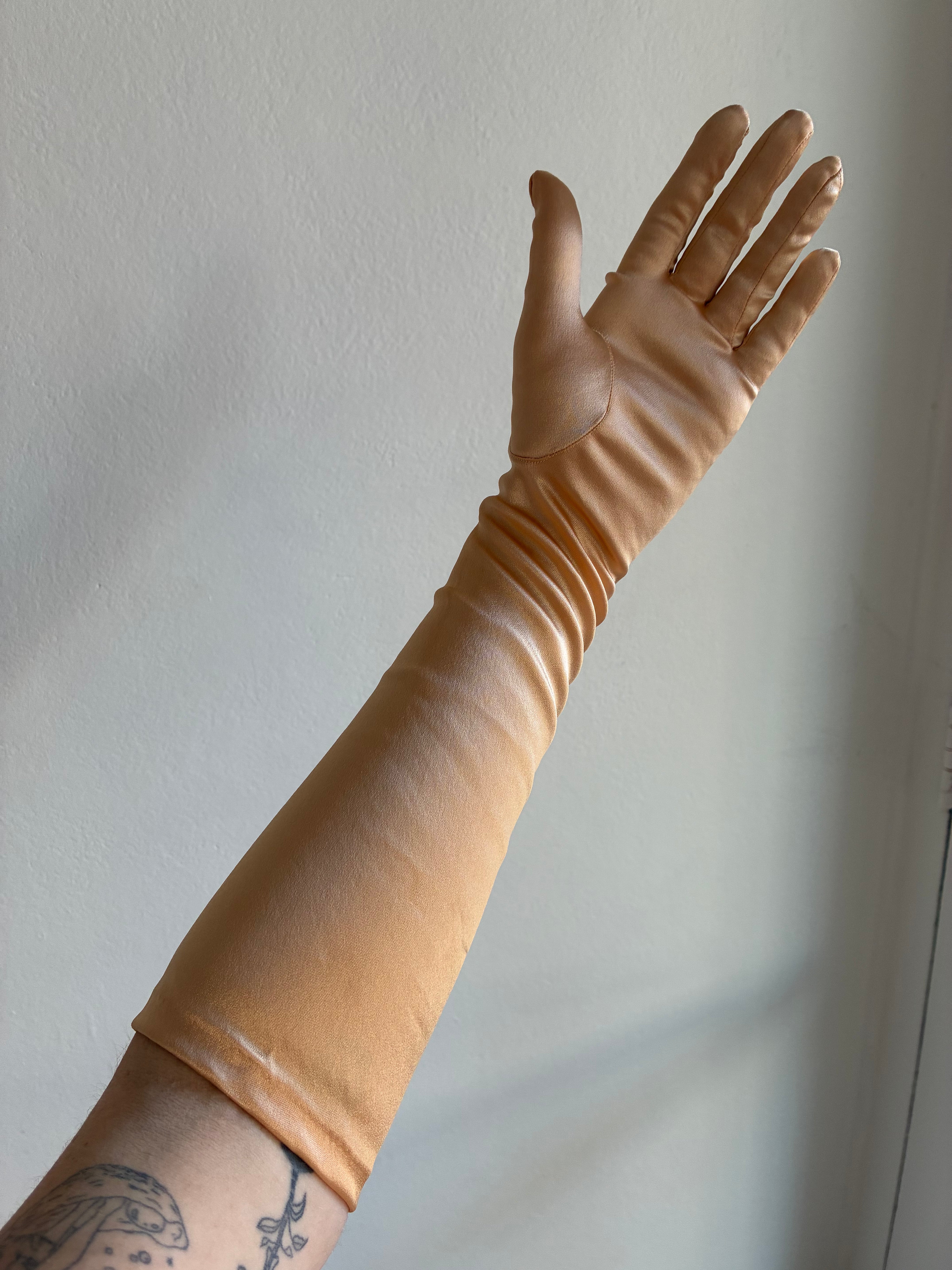 50s Burnt Orange Satin Finish Elbow Gloves