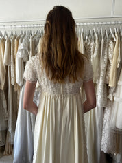 60s Lace Ruffle Empire Dress with Rectangular Train