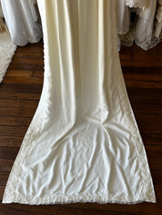 60s Lace Ruffle Empire Dress with Rectangular Train