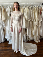 30s Lace and Liquid Silk Basque Waist Dress