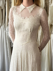 30s Lace Collared Basque Waist Dress