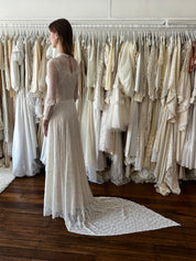 30s Lace Collared Basque Waist Dress