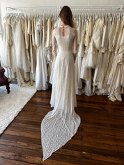 30s Lace Collared Basque Waist Dress