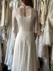 30s Lace Collared Basque Waist Dress