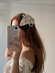 40s Crochet Lace Bow Detail Juliet Cap