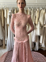 1910s Antique Pink Chantilly Lace Dress