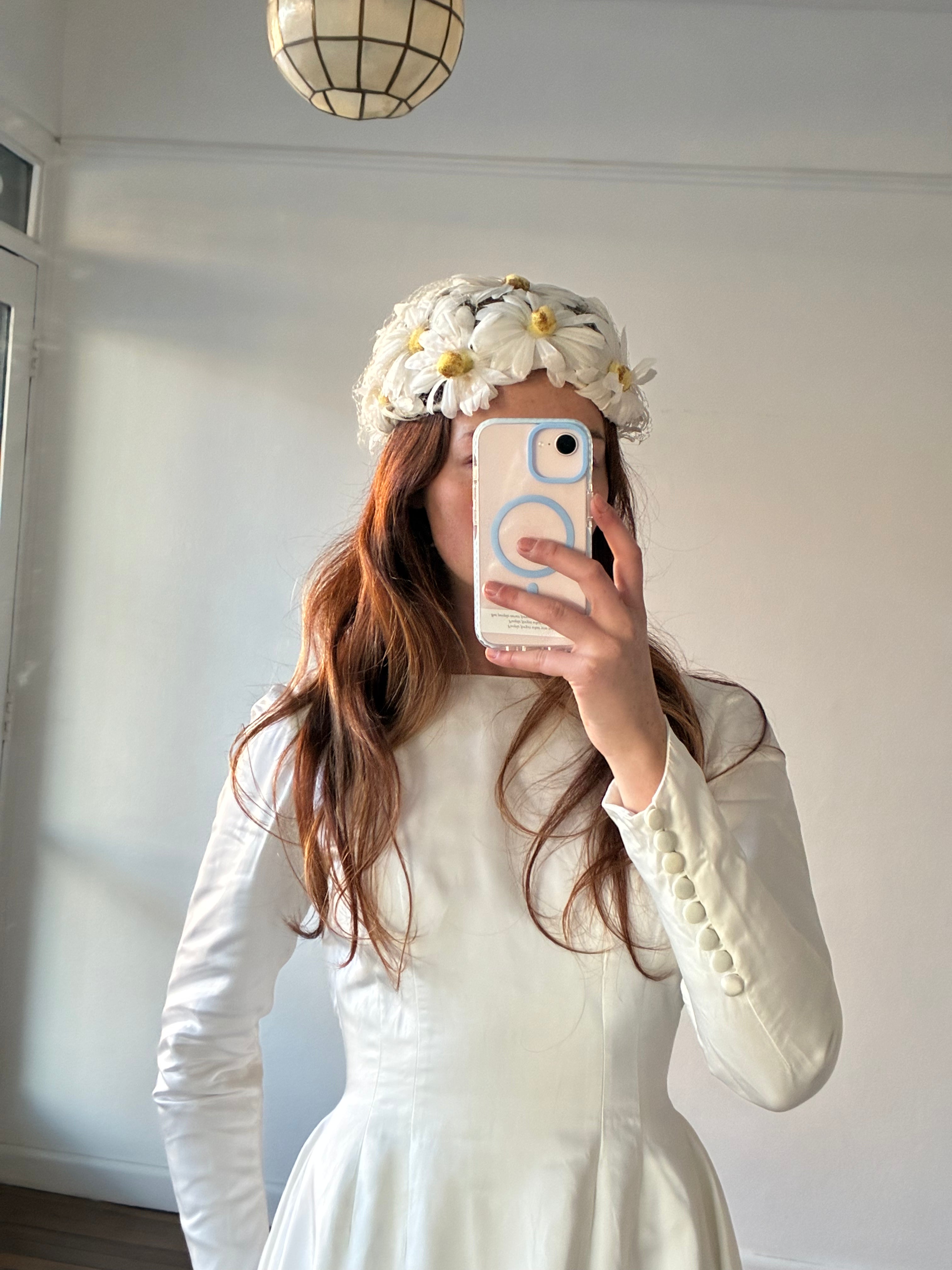 60s Daisy Flower Bridal Hat