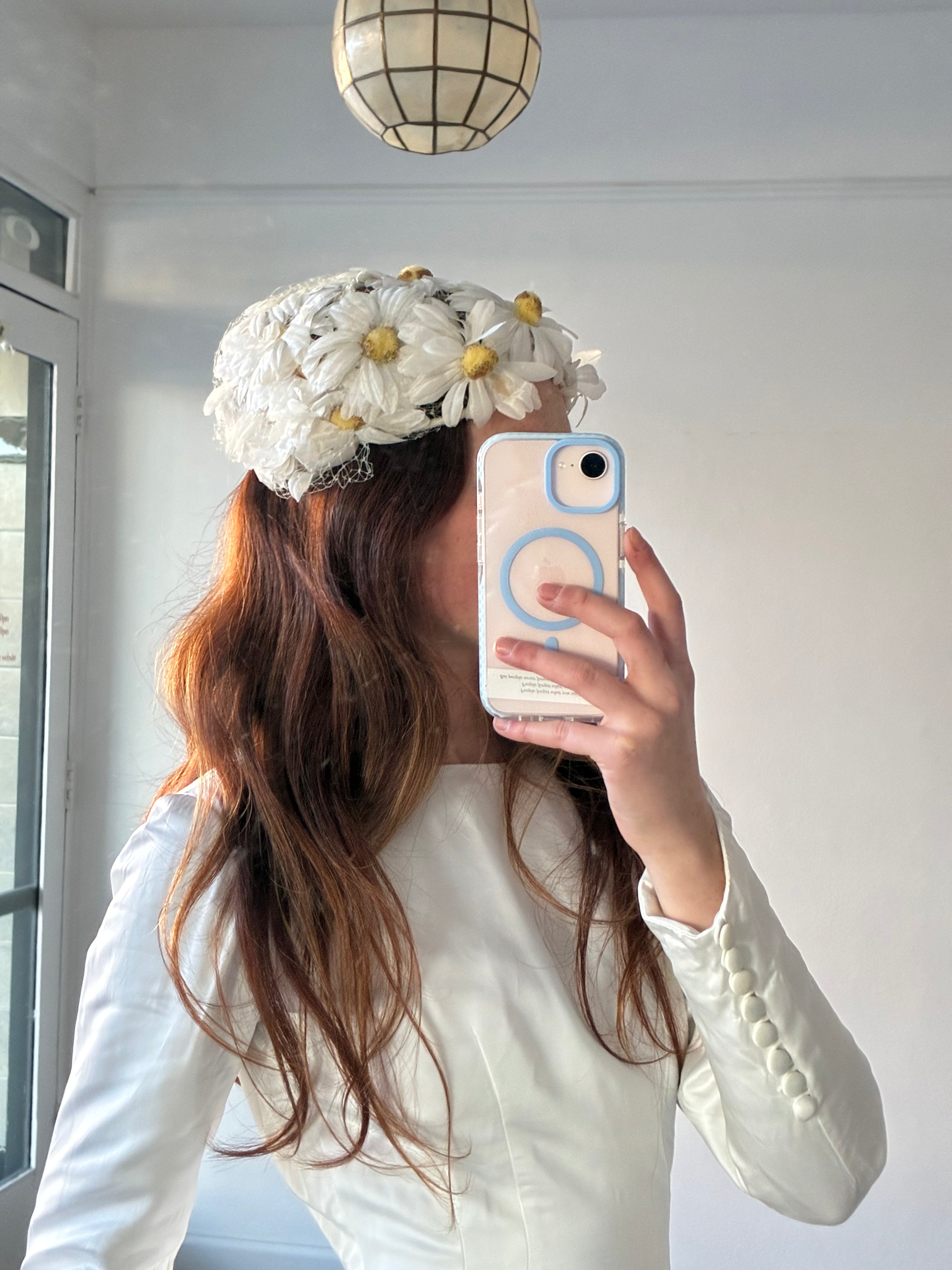60s Daisy Flower Bridal Hat