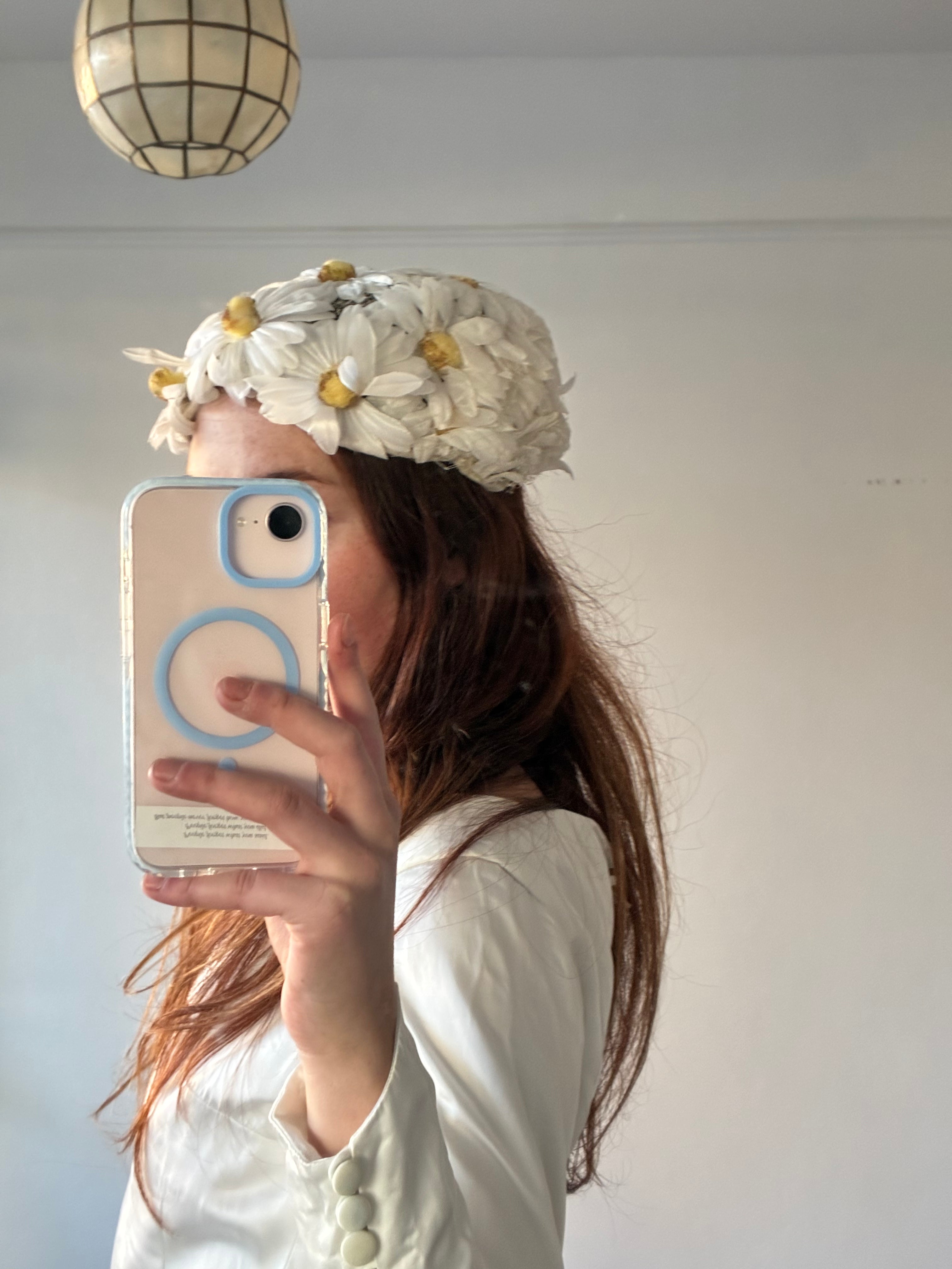 60s Daisy Flower Bridal Hat
