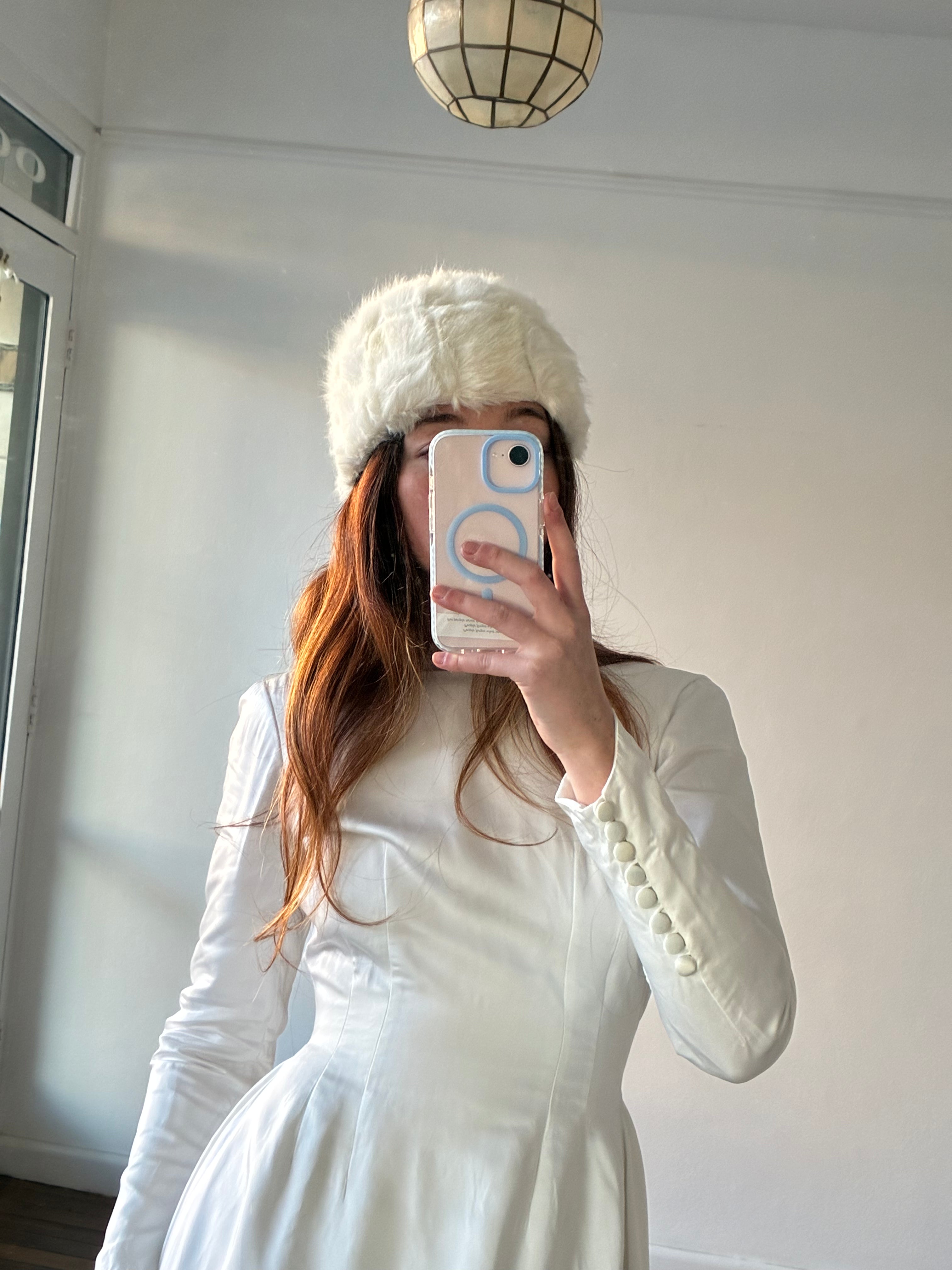 60s Faux Fur Bridal Hat