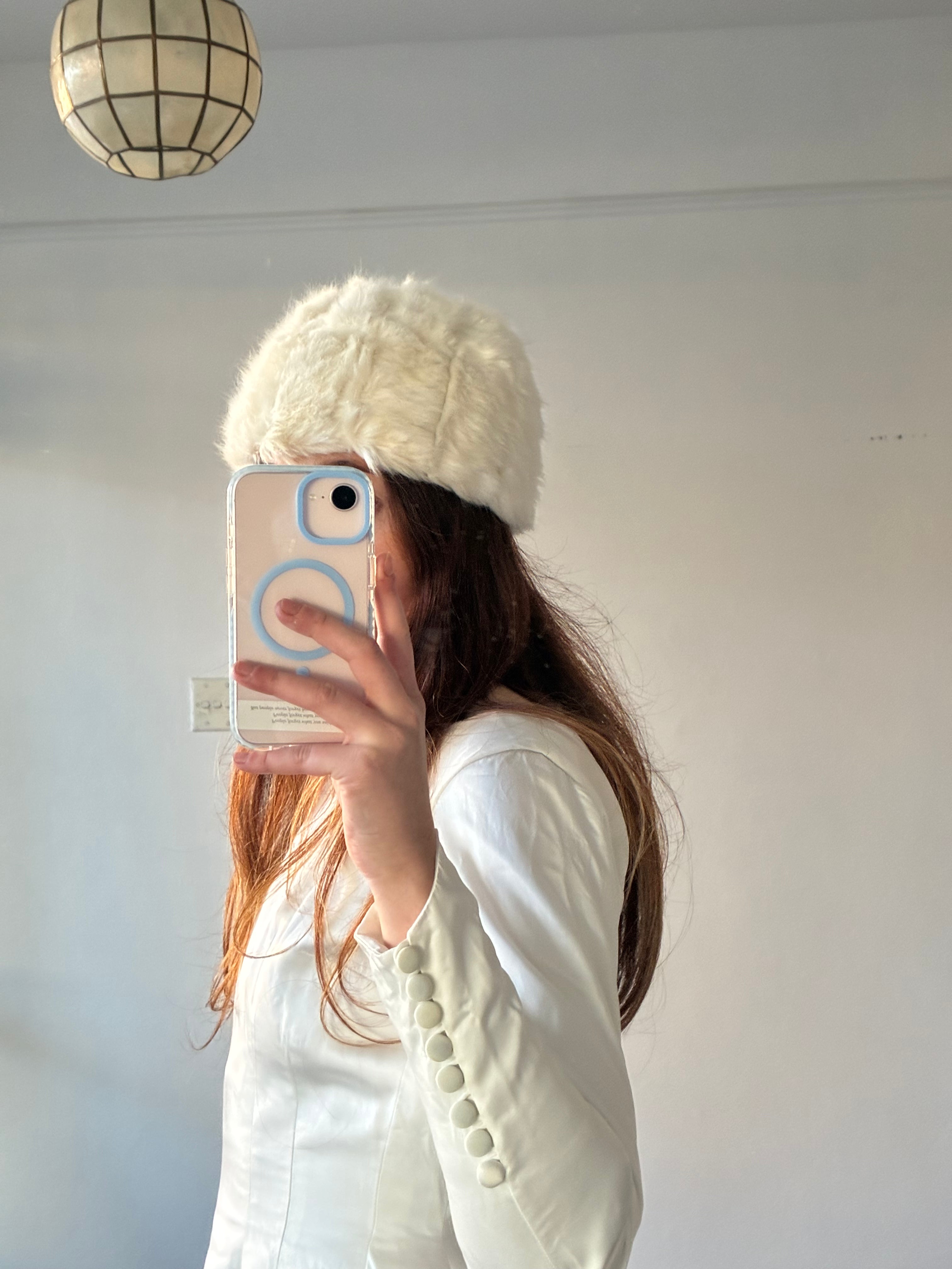 60s Faux Fur Bridal Hat