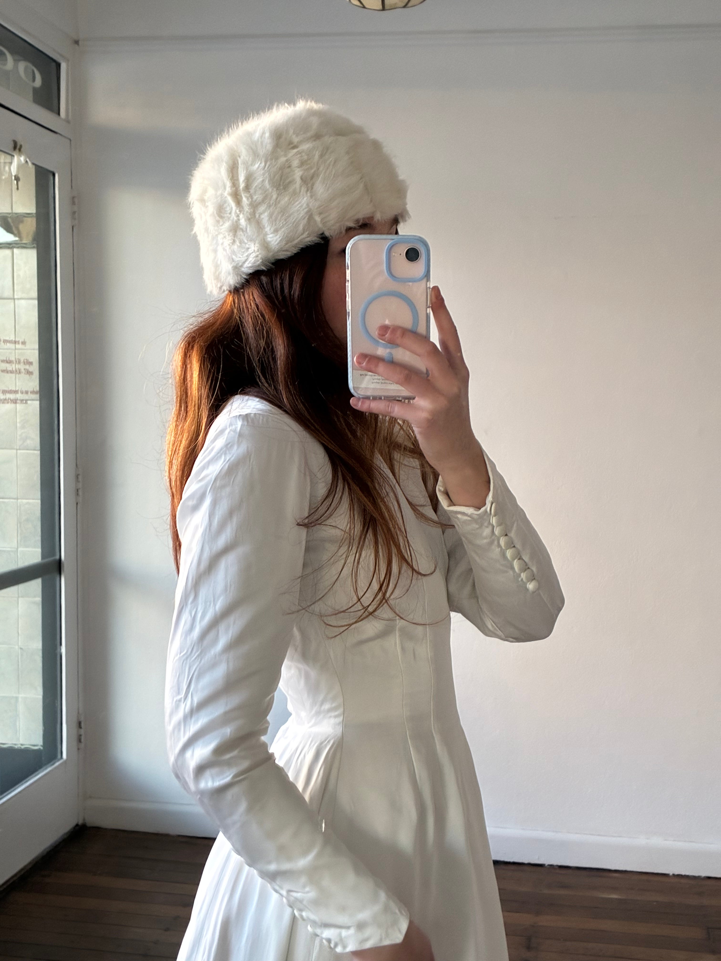 60s Faux Fur Bridal Hat