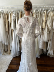 30s Silk and Lace Panel Art Deco Dress