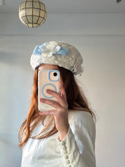 60s Something Blue Detail Floral Bridal Hat