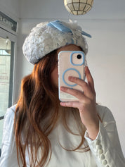 60s Something Blue Detail Floral Bridal Hat