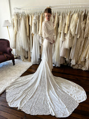 30s Silk and Lace Panel Art Deco Dress