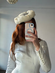 60s Pleated Chiffon Pill Box Hat